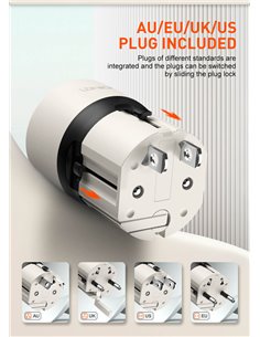 LDNIO φορτιστής τοίχου Q2319 με καλώδιο Lightning, EU/UK/US/AU βύσμα, USB/USB-C, 30W, γκρι