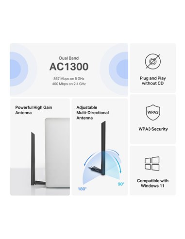MERCUSYS ασύρματος USB αντάπτορας δικτύου MA30H, AC1300, Dual Band, V.2.0