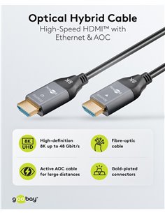 GOOBAY καλώδιο HDMI 2.1 76274 με Ethernet, 8K/60Hz, 48 Gbps, 10m, μαύρο