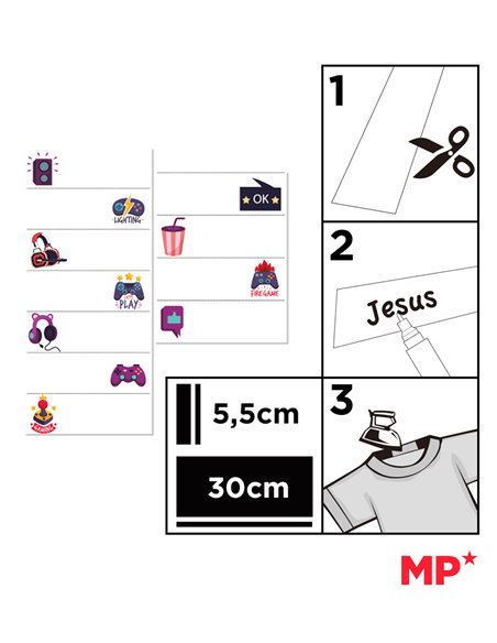 MP θερμοκολλητικές ετικέτες ρούχων gaming PA011-09, 19τμχ