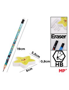 MP σετ ξύλινα μολύβια & γόμα World oceans day PPE356-05, εξάγωνα, HB, 5τμχ