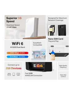 MERCUSYS Router MB520-5G με θύρα τηλεφώνου, 5G, AX3000 Dual Band WiFi 6, 3000Mbps, V.1.0