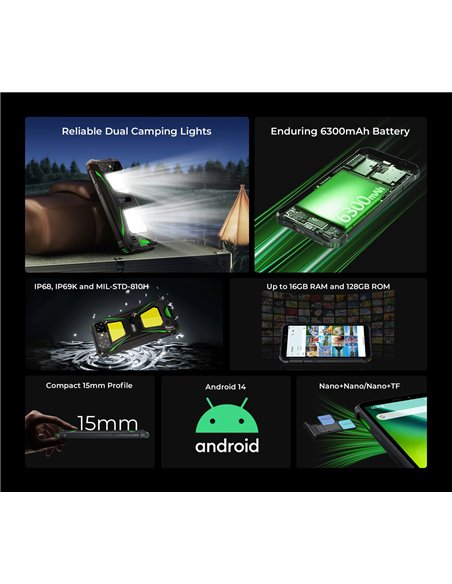 OUKITEL smartphone G5, 6", 4/128GB, 6300mAh, IP68/IP69K, μαύρο