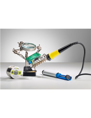 GOOBAY βάση στήριξης πλακέτας 76560 με μεγεθυντικό φακό & θέση για κολλητήρι, 2x βραχίονες, μαύρη