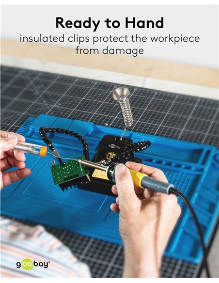 GOOBAY βάση στήριξης πλακέτας 76561 με θέση για κολλητήρι, 2x βραχίονες, μαύρη