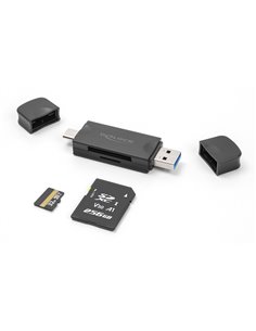 DELOCK card reader 91020 για SD & micro SD, USB/USB-C σύνδεση, 5Gbps, μαύρο