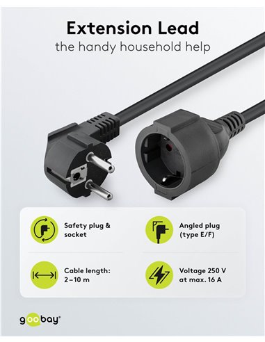 GOOBAY μπαλαντέζα προέκταση ρεύματος 93094, schuko, 3x 1.5mm², 5m, μαύρη