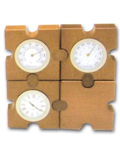 Bestar ρολόι - βαρόμετρο - θερμόμετρο σε παζλ ξύλινο Υ11x11x3,5εκ.
