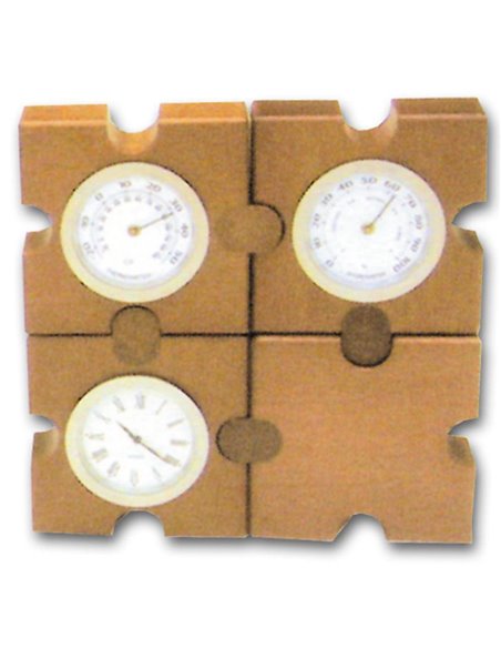 Bestar ρολόι - βαρόμετρο - θερμόμετρο σε παζλ ξύλινο Υ11x11x3,5εκ.