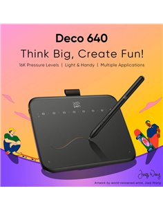XP-PEN ταμπλέτα σχεδίασης με γραφίδα Deco 640, 160x90mm, μαύρο