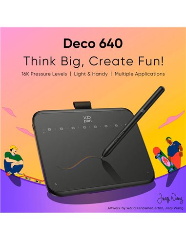 XP-PEN ταμπλέτα σχεδίασης με γραφίδα Deco 640, 160x90mm, μαύρο