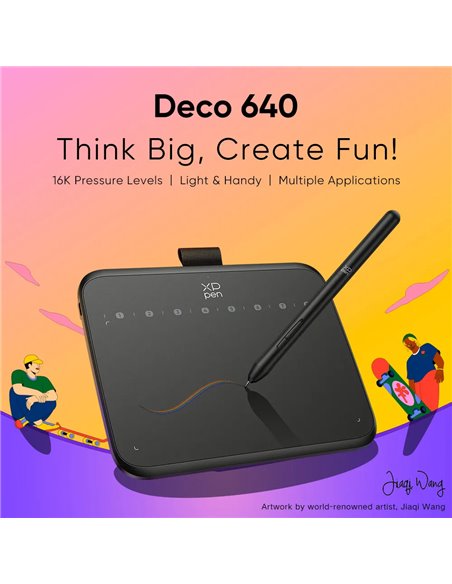 XP-PEN ταμπλέτα σχεδίασης με γραφίδα Deco 640, 160x90mm, μαύρο