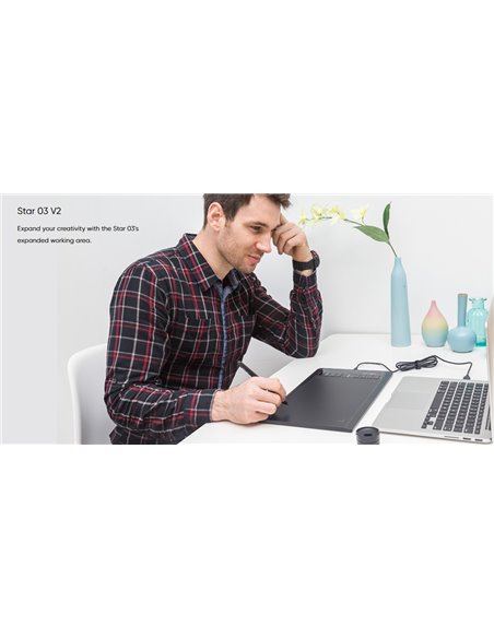 XP-PEN ταμπλέτα σχεδίασης με γραφίδα Star 03 V2, 228.8x152.6mm, μαύρο