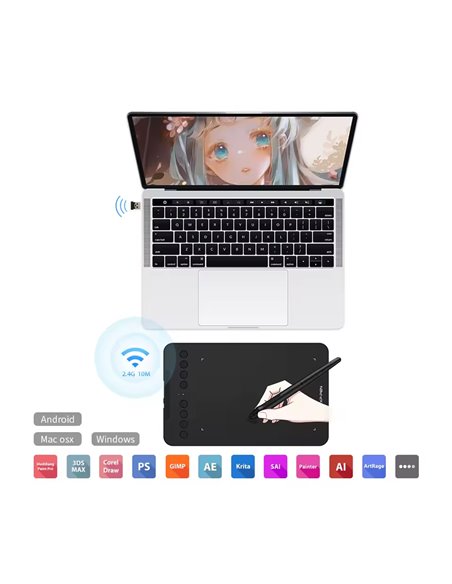 XP-PEN ταμπλέτα σχεδίασης με γραφίδα Deco Mini 7W, ασύρματη σύνδεση, 177.8x111.1mm, μαύρο