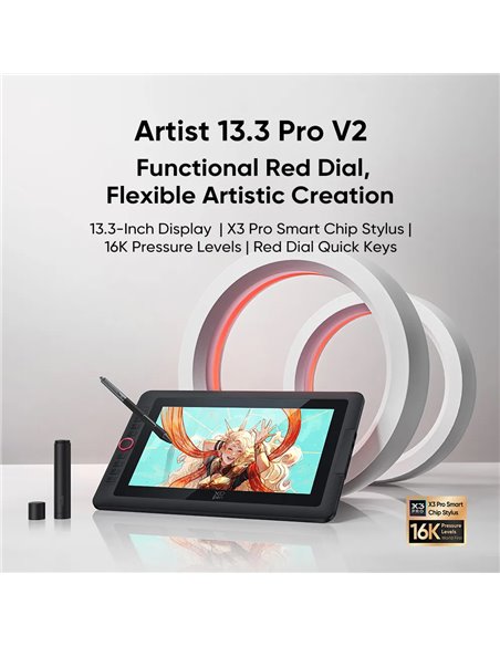 XP-PEN ταμπλέτα σχεδίασης με οθόνη & γραφίδα Artist 13.3 Pro V2, 10.95", μαύρο