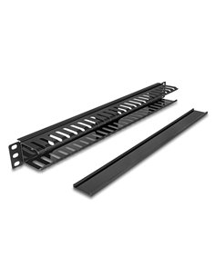 DELOCK cable management 81555 για rack 19"/1U, πλαστικό/μεταλλικό, μαύρο