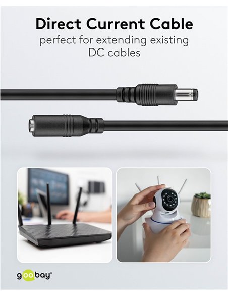 GOOBAY καλώδιο προέκτασης τροφοδοσίας 71399, 5.5x2.1mm, 3m, μαύρο