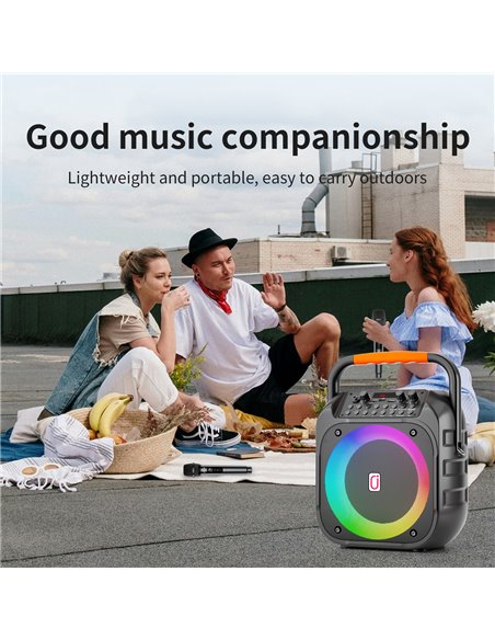 JYX φορητό ηχείο T26-T με 2x μικρόφωνα, 20W, 4000mah, LED, μαύρο