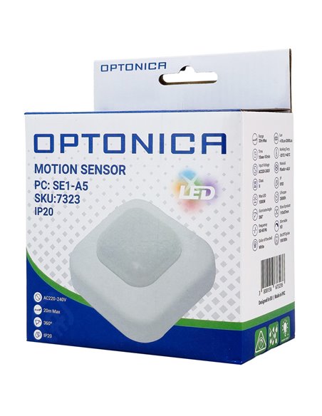 OPTONICA αισθητήρας κίνησης 7323, έως 20m, 360°, IP20, λευκός