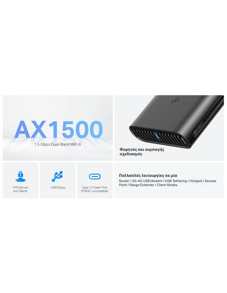 TP-LINK Travel Router TL-WR1502X, AX1500 Wi-Fi 6, Dual Band