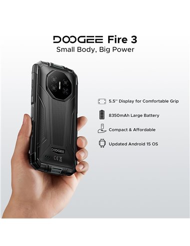 DOOGEE smartphone Fire 3, 5.5", 3/64GB, 8350mAh, IP68/IP69K/MIL-STD-810H, μαύρο