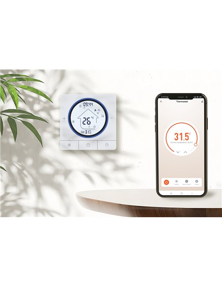 Smart θερμοστάτης αερίου BHT-800WM-GCLW, WiFi, επιτοίχιος, λευκός