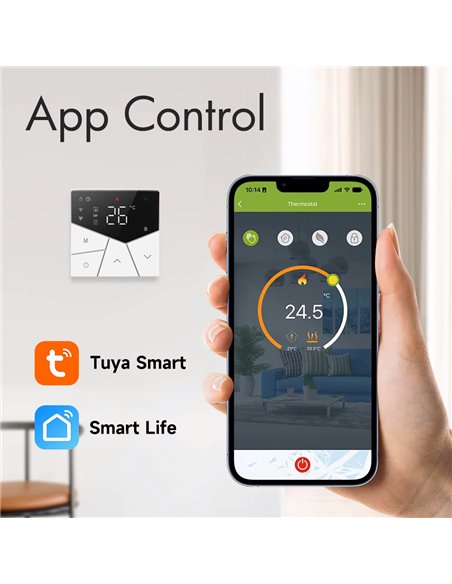 Smart θερμοστάτης αερίου BHT-15GCLW, WiFi, χωνευτός, μαύρος