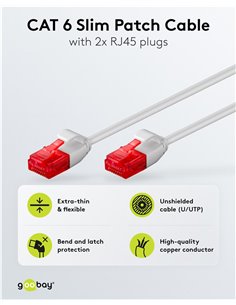GOOBAY καλώδιο δικτύου 71546, CAT 6 U/UTP, slim, copper, 250MHz, 0.25m, γκρι