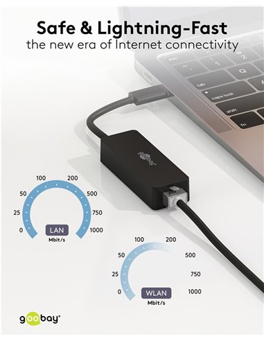 GOOBAY αντάπτορας δικτύου 76579, USB-C, 1000Mbps Ethernet, μαύρος