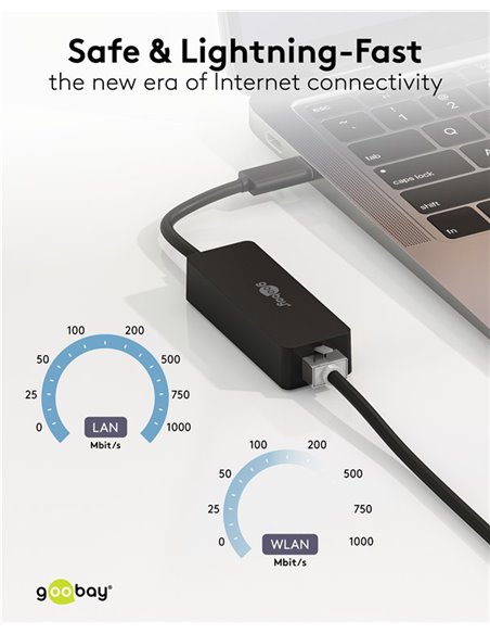 GOOBAY αντάπτορας δικτύου 76579, USB-C, 1000Mbps Ethernet, μαύρος