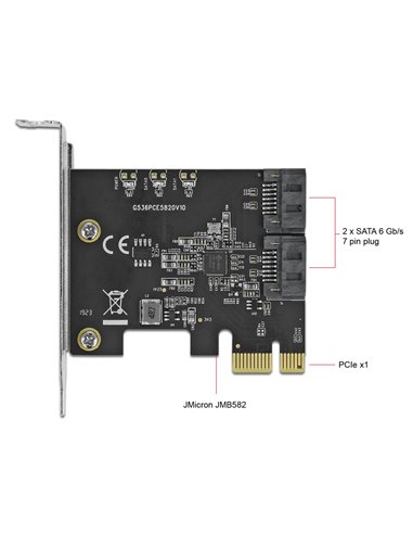 DELOCK κάρτα επέκτασης PCIe σε 2x SATA 90431, 6Gb/s