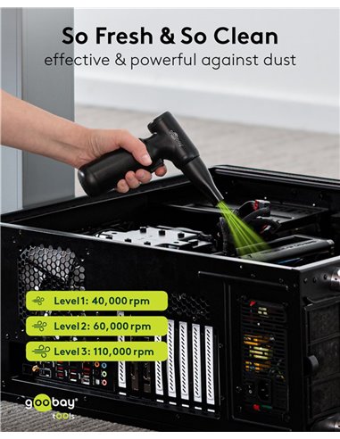 GOOBAY ηλεκτρικό air duster 77830, 100W, 6000mAh, μαύρο