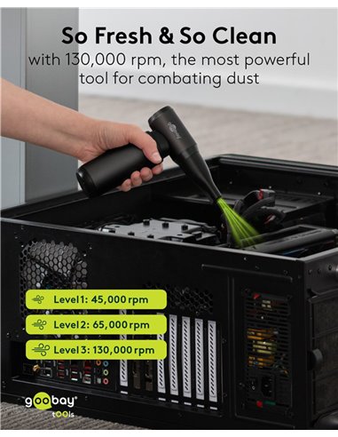 GOOBAY ηλεκτρικό air duster 77831 με φακό, 180W, 6000mAh, μαύρο