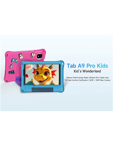 ULEFONE tablet Tab A9 Pro Kids, 8.68", 4/128GB, 4G, Android 15, 5040mAh, μπλε