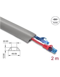 DELOCK κανάλι καλωδίων 20767 με αυτοκόλλητο, εύκαμπτο PVC, 50x14mm, 2m, γκρι