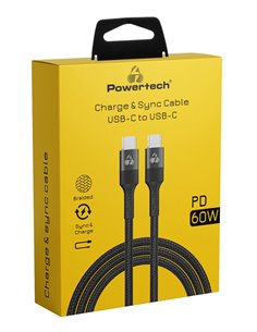 POWERTECH καλώδιο USB-C σε USB-C PTR-0168, PD 60W, copper, 1.5m, μαύρο