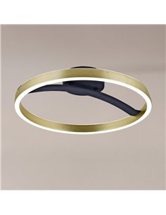 POWERTECH LED φωτιστικό οροφής HLL-0199, 29W, 4000K, Φ38x10cm, χρυσό/μαύρο