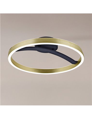 POWERTECH LED φωτιστικό οροφής HLL-0199, 29W, 4000K, Φ38x10cm, χρυσό/μαύρο