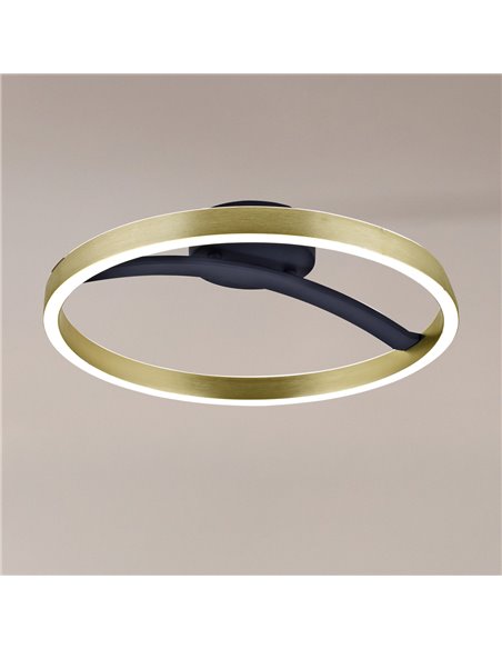 POWERTECH LED φωτιστικό οροφής HLL-0199, 29W, 4000K, Φ38x10cm, χρυσό/μαύρο