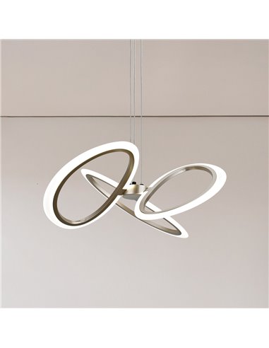 POWERTECH LED φωτιστικό οροφής HLL-0205, 40W, 4000K, Φ53x120cm, οπάλ χρυσό/μαύρο