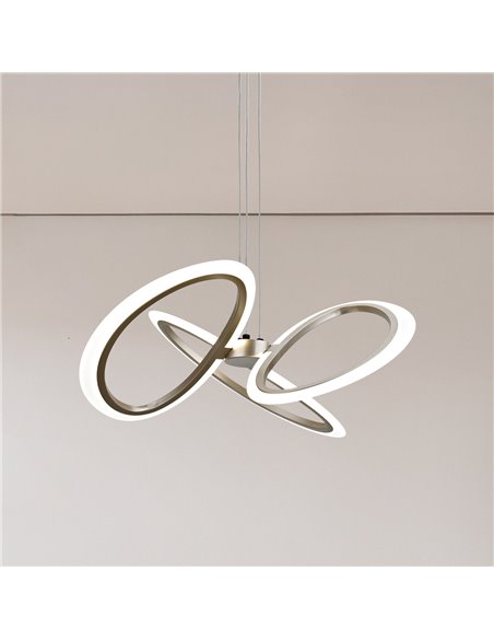 POWERTECH LED φωτιστικό οροφής HLL-0205, 40W, 4000K, Φ53x120cm, οπάλ χρυσό/μαύρο