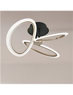 POWERTECH LED φωτιστικό οροφής HLL-0206, 40W, 4000K, Φ53x26cm, οπάλ χρυσό/μαύρο