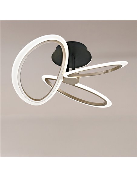 POWERTECH LED φωτιστικό οροφής HLL-0206, 40W, 4000K, Φ53x26cm, οπάλ χρυσό/μαύρο