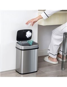 HOME USE κάδος απορριμμάτων HUH-0256 με φωτοκύτταρο, ανοξείδωτο ατσάλι, 15lt, ασημί