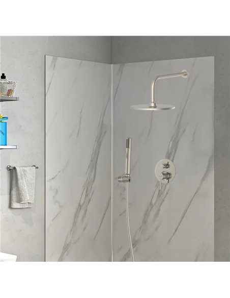 BRUNO σετ κεφαλή ντους με τηλέφωνο BRN-0265, αναμεικτική, εντοιχισμού, ασημί