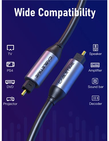 CABLETIME καλώδιο ήχου Toslink CT-AV380-P04GN, gold plated, 5mm, 3m, μαύρο