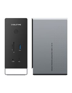 CABLETIME docking station CT-DK181-AG, 16 θυρών, USB-C σύνδεση, 100W PD, 1000Mbps, MST, γκρι