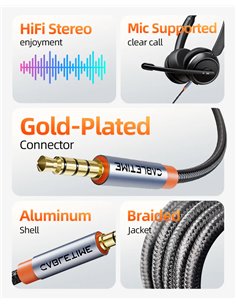 CABLETIME καλώδιο ήχου 3.5mm CT-AM35M, gold plated, 2m, μαύρο