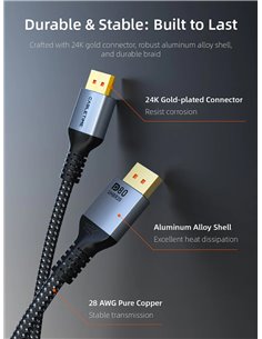 CABLETIME καλώδιο DisplayPort 2.1 CT-DP16K, VESA Certified, 16K/60Hz, 80 Gbps, 2m, μαύρο