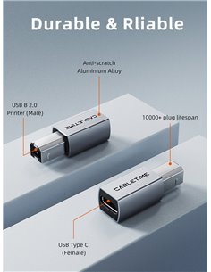 CABLETIME αντάπτορας USB-C σε USB Type B CT-CFBM2-AG, 480Mbps, γκρι